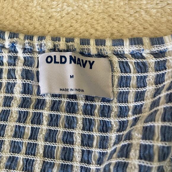 Old Navy Women's Striped Wrap Baby Doll Top Blue M Cottage Pastoral Feminine - Picture 6 of 15